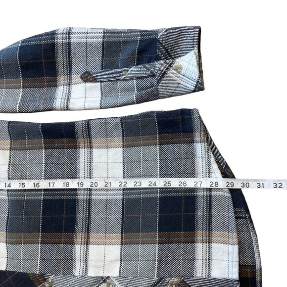 DEPARTWEST FLANNEL SHIRT BUCKLE BKE MENS L BUTTON UP PLAID CHARCOAL GOLD DW135CA - Picture 12 of 13